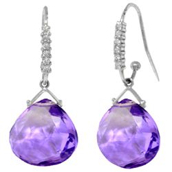14k 17.0ct Amethyst with Diamond Fish Hook Earrings