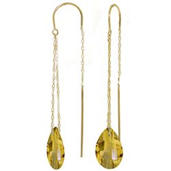 14k 6.0ct Briolette Citrine Threaded Earrings