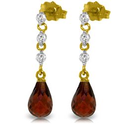 14k Solid Gold 3.0ct Garnet & Diamond Earrings