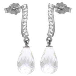 14K WG .28ct DIAMOND & 4.50ct WHITE TOPAZ EARRING