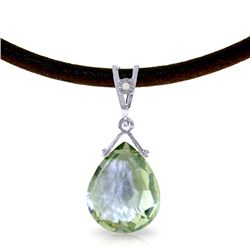 14K White Gold 6.5ct Green Amethyst & Diam.Necklace