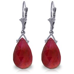 14K White Gold 16.0ct Briolette Ruby Leverback Earring