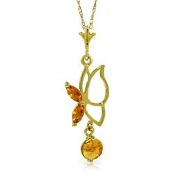 14k Yellow Gold Citrine Butterfly Necklace