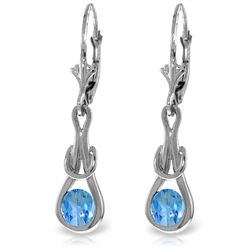 14k White Gold 1.30ct Blue Topaz Eternity Earrings
