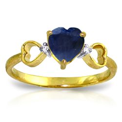 14K YG 0.0ct DIAMOND & 1.00ct HEART SAPPHIRE RING