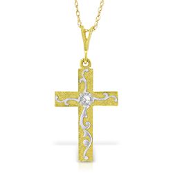 14k Yellow Gold 0.05ct Diamond Cross Necklace