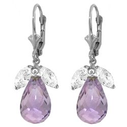 14k Gold 13.40ct Amethyst with White Topaz Earrings