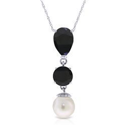 14k White Gold Sapphire & Pearl Necklace