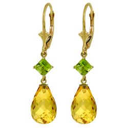 Peridot and Citrine Dangle Earrings in 14k Yellow Gold