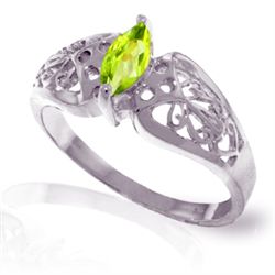 14K White Gold .20ct Peridot FILIGREE Ring