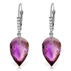 14k Gold 19.0ct Amethyst with Diamond Earrings
