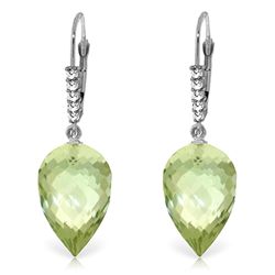 14k WG 19.0ct Green Amethyst & Diamond Earrings