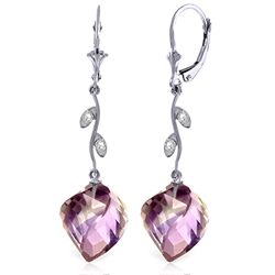 14k WG 21.50ct Amethyst & Diamond Earrings