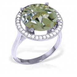 14K White Gold 5.0ct Green Amethyst & Diamond Ring