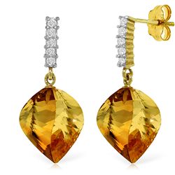 23.50ct Citrine and Diamond Earrings in 14k Gold