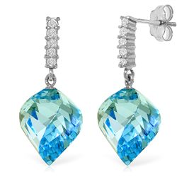 14K WG DIA. & 27.80ct TWISTED BLUE TOPAZ EARRING