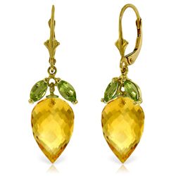 14k Yellow Gold 19.0ct Citrine & Peridot Earrings