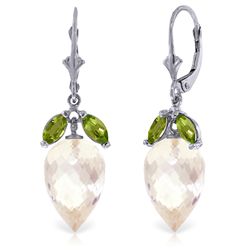 14K White Gold 24.5ct White Topaz & Peridot Earring