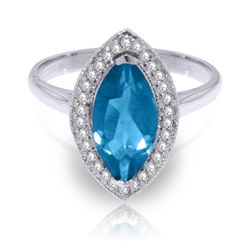 2.4ct 14k White Gold Ring Diamond Marquis Blue Topaz
