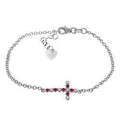 14k WG Cross Bracelet with .15ct Rubies & Diamonds