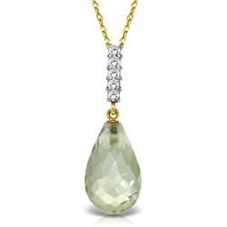 14K YG DIAMOND & 5.30ct GREEN AMETHYST NECKLACE