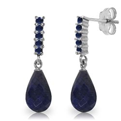 14K White Gold 6.6ct & .40ct Sapphire Dangle Earring
