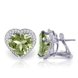 14K White Gold 6.2ct Heart Amethyst & Diamond Earring