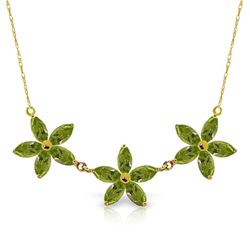 14K WG 4.20ct MARQUIS PERIDOT FLOWER NECKLACE