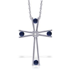 14k WG Sapphire & Diamond Vintage Cross Necklace