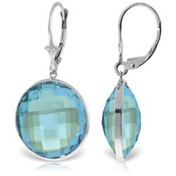 14K White Gold 46.0ct  ROUND Blue Topaz EARRING