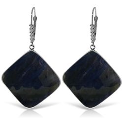 14K White Gold 43.5ct Sapphire & Diamond Earring