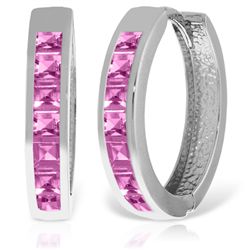 14K White Gold 1.85ct Pink Sapphire Huggie Earring