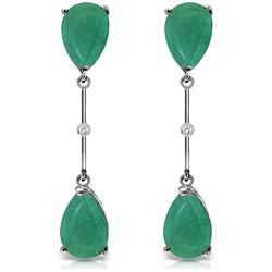 14K White Gold 15.0ct Emerald & Diamond Earring