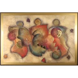 Large Abstract Art Print EWG Gold Foil on Board/ Frame