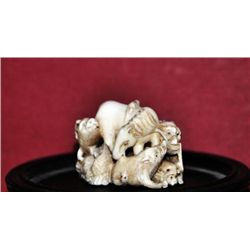 Ivory netsuke of a 12 horoscope animals signed.