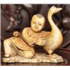 Image 1 : Ivory carving of a boy and goose P. Republic of China