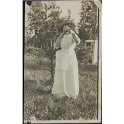 Antique Real Photo Postcard Lady w/Rifle Gun RPPC