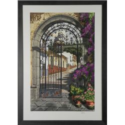 Juan Medina Signed Print Gateway to the Village -Framed