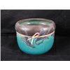 Image 1 : Artist Signed Hand Painted Turquoise Pottery Bowl