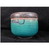Image 2 : Artist Signed Hand Painted Turquoise Pottery Bowl