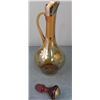 Image 2 : Hand Painted Art Glass Decanter Romania