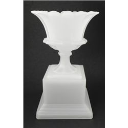 Antique Large White Glass Vase on Pedasetal Stand