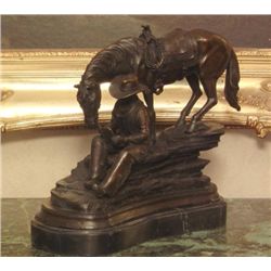 Attractive Bronze Sculpture Cowboy and Horse