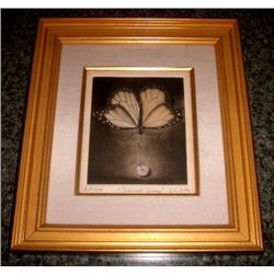 Pinned Drop Mezzotint By G.H. Rothe Framed to 20x23