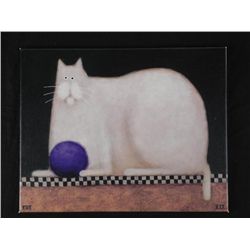 Cat With Purple Ball Daniel Kessler Print Canvas Art