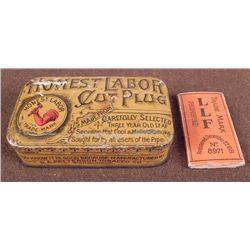 1890 TOBACCO TIN & CIG PAPER--"HONEST LABOR CUT PLUG"