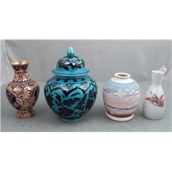 4 World Vases Cloisonne, Ceramic, -Rome, Japan