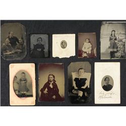 9 Antique Tintype Photos Women, Girls Size Gem-1/6