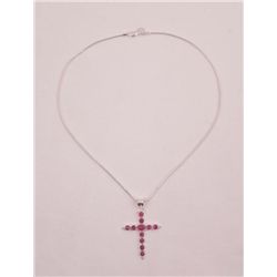 GORGEOUS 12.50 CT RED RUBY CROSS PENDANT