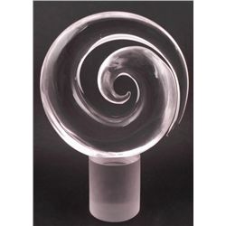 Artist Signed Clear Glass Sculpture Spriral Swirl